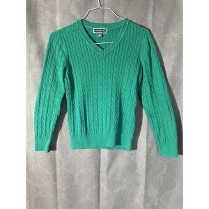 Karen Scott Cotton V-Neck Sweater Green Sz‎ S Casual Business Dinner